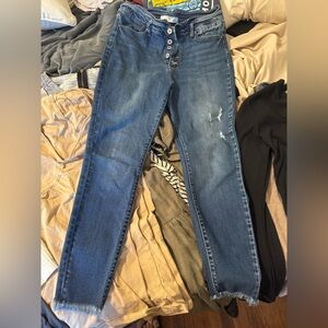 KanCan High Rise Distressed Blue Jeans